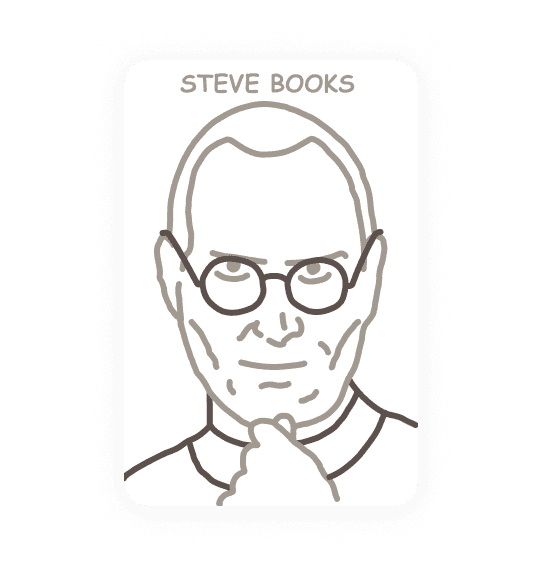 Imported book with a line-drawn portrait of Steve Jobs on its cover
