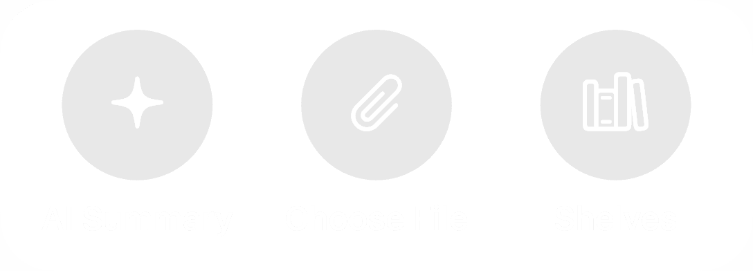 Book actions in Bookov: AI Summary, Choose File, Shelves